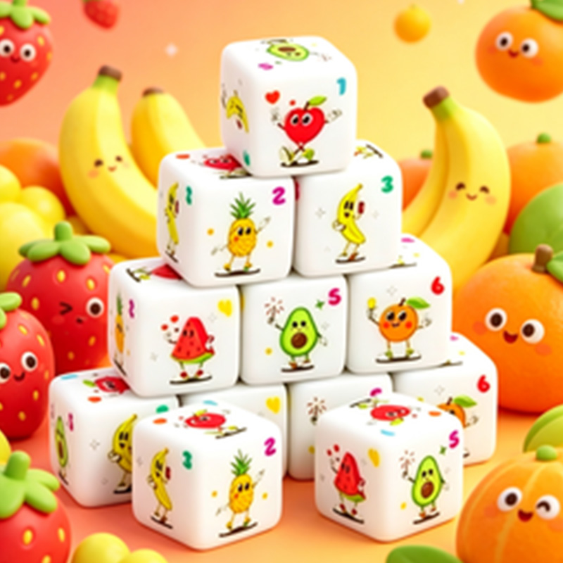 Board Game Live - 12Pcs Fruit Theme D6 Dice Set
