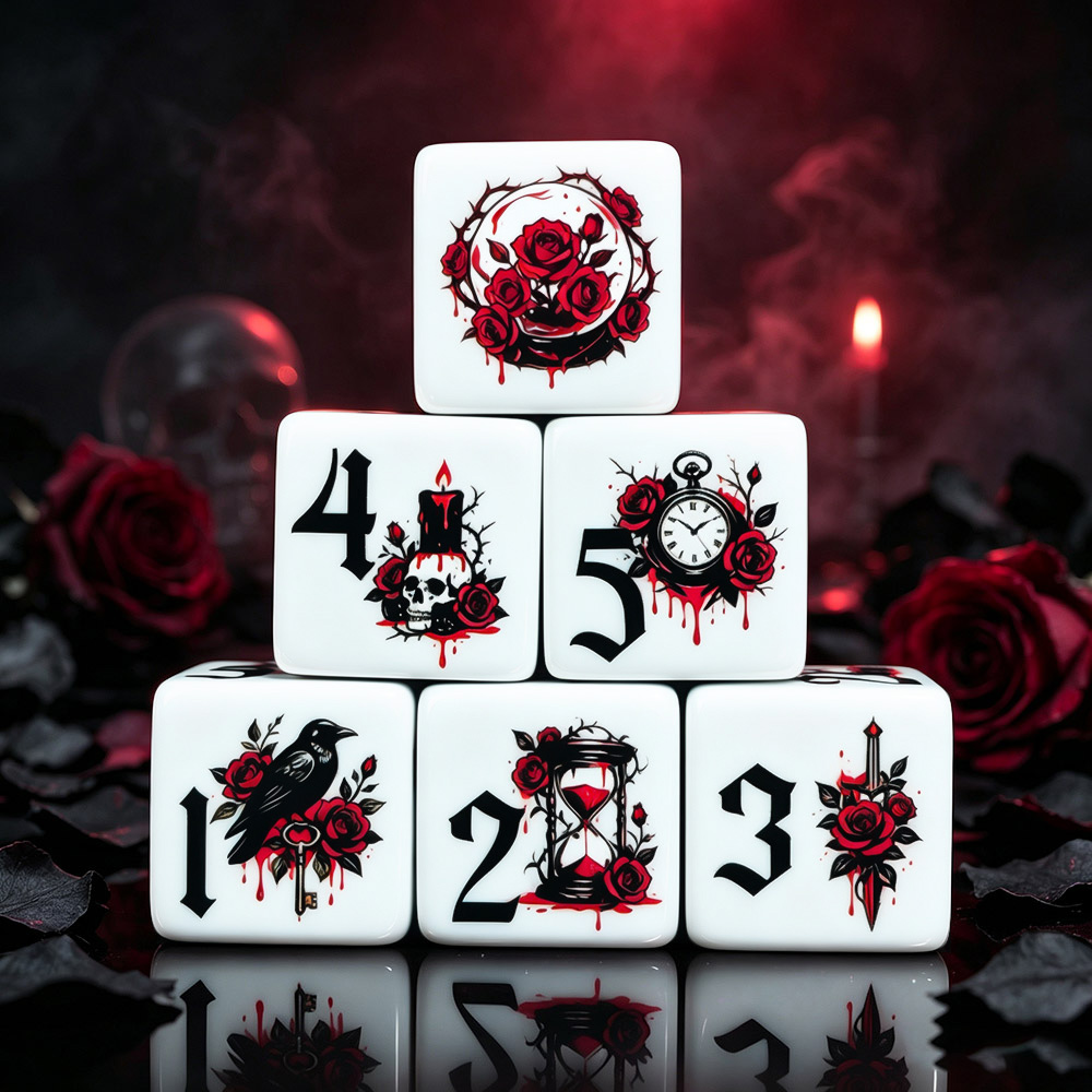 12Pcs Gothic Rose 16MM Printed - Board Game Live ulasan dan harga