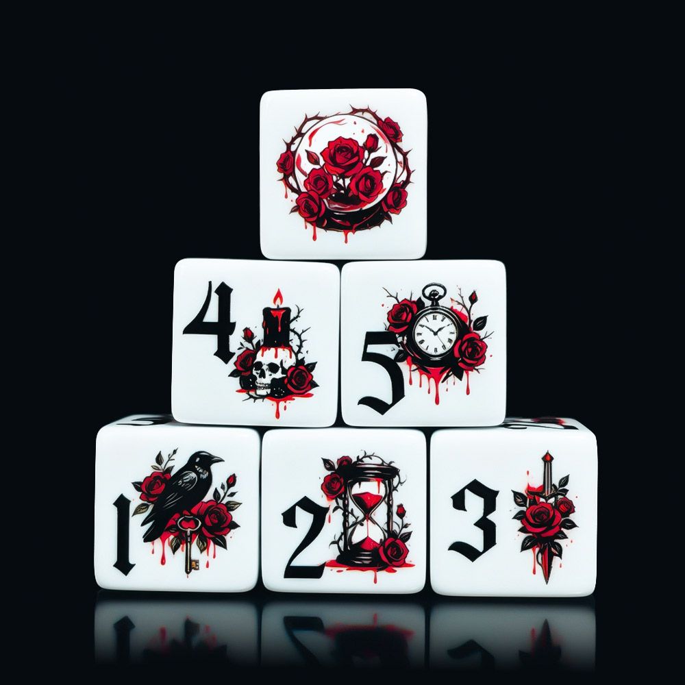 12Pcs Gothic Rose 16MM Printed - Board Game Live ulasan dan harga