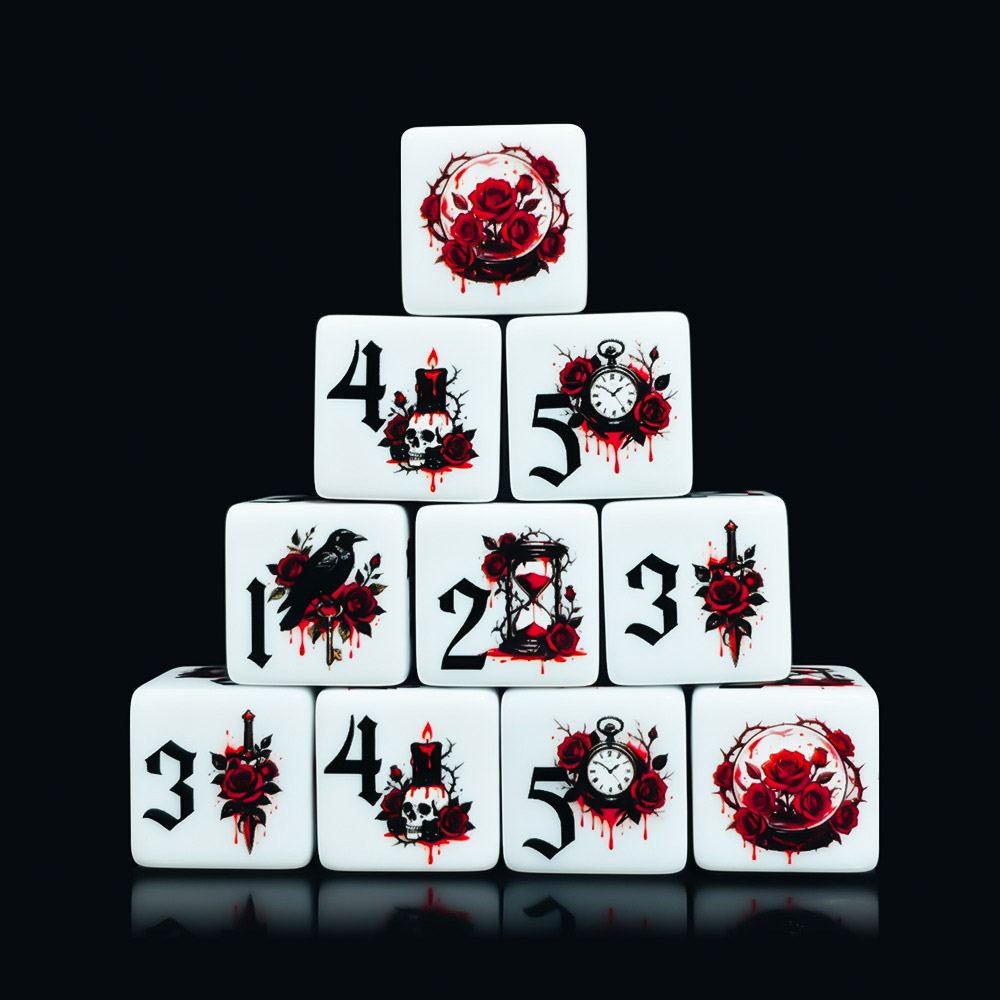 12Pcs Gothic Rose 16MM Printed - Board Game Live ulasan dan harga