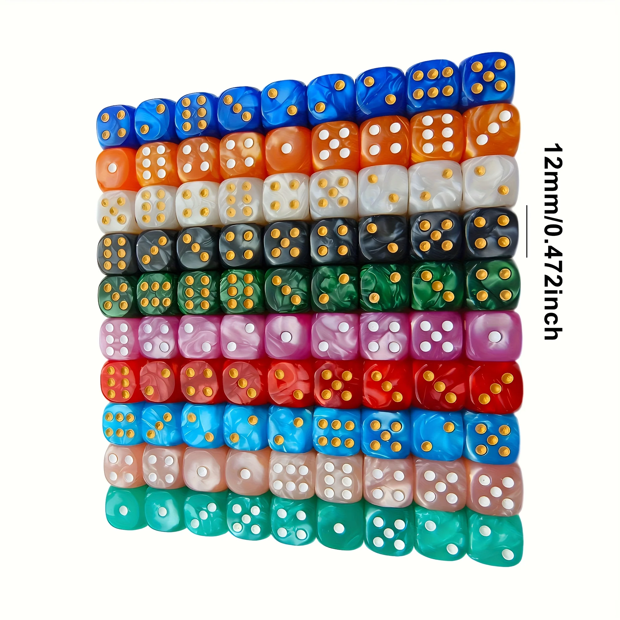 10Pcs 12mm Pearl Swirl D6 Dice - Board Game Live ulasan dan harga