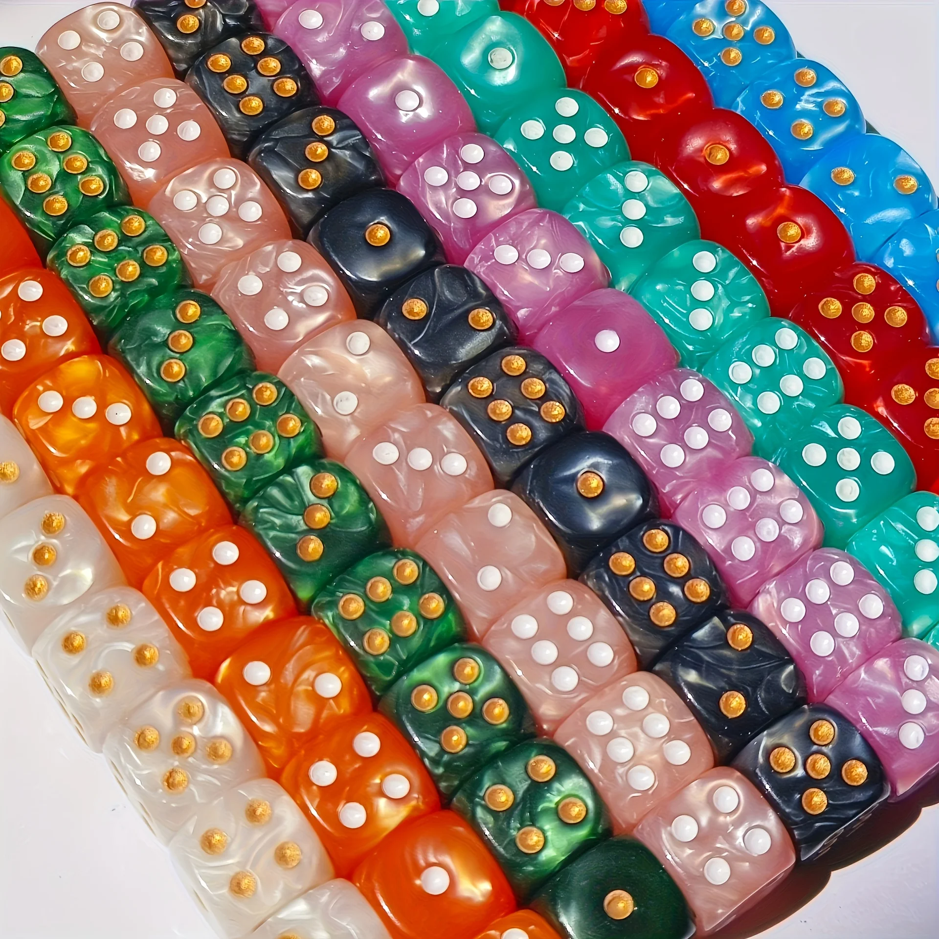 10Pcs 12mm Pearl Swirl D6 Dice - Board Game Live ulasan dan harga