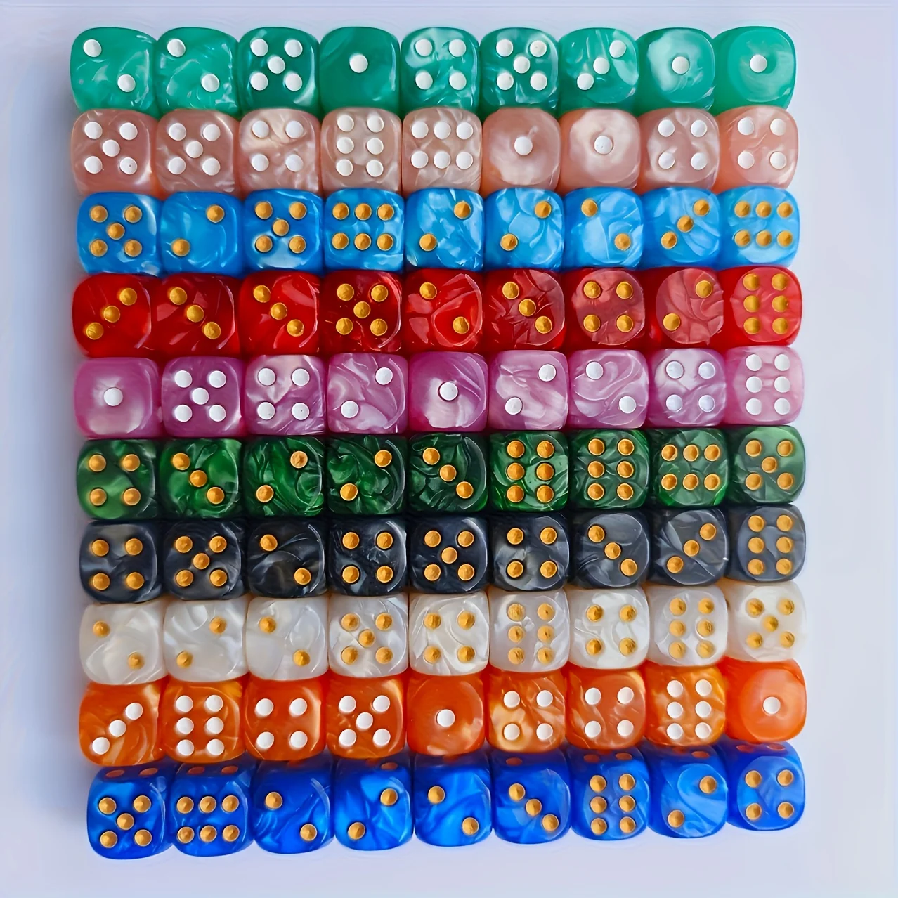10Pcs 12mm Pearl Swirl D6 Dice - Board Game Live ulasan dan harga